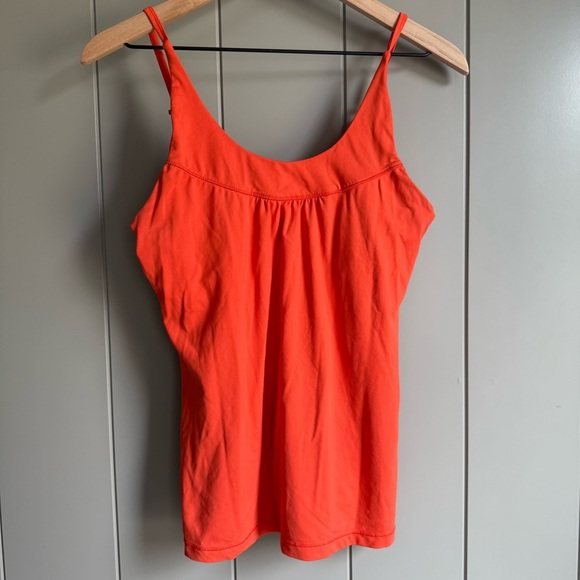 Lolë Vtg Tank / Racer Top Womens Medium Orange Built In Bra - Picture 1 of 12